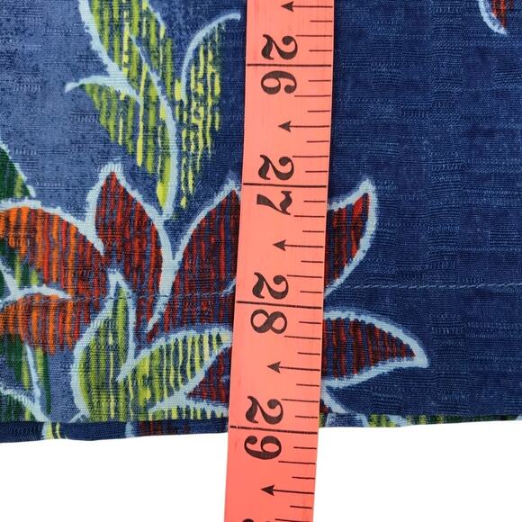 TOMMY BAHAMA Floral Silk Shirt Mens M Blue Short Sleeve Coastal Hawaiian Beach - Picture 10 of 10
